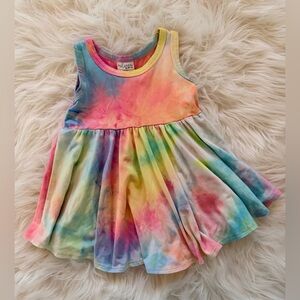 GUC Millie + Roo Bamboo Twirl Dress Neon Pink/Yellow/Blue/Green Tie-Dye 12-24.